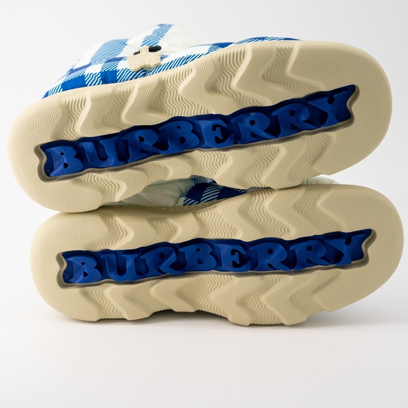 size 42eu 9us Burberry Pillow Boots Hunter Blue White Check Padded Drawstring - Picture 4 of 14